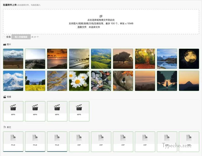 Typecho 多文件批量上传与管理插件.webp